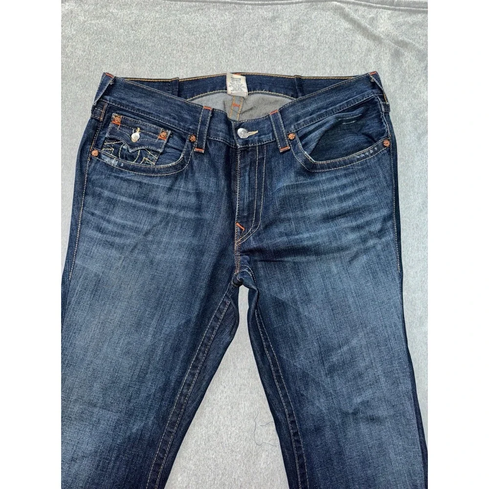 True Religion Joey Jeans Mens Blue Bootcut Dark Wash Denim Size‎ 38
